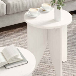 Berkfield Coffee Table 2 Pcs White 41.5 X 41.5 X 44 Cm Solid Pine Wood - thumbnail 4
