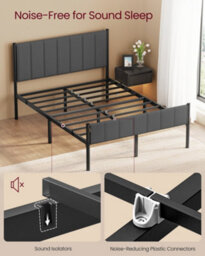 LEDREM Double Bed Frame, 135 X 190 Cm, With Upholstered Headboard, Metal Bed Frame, 500 Kg Weight Capacity, Easy Assembly, Slate Grey - thumbnail 5