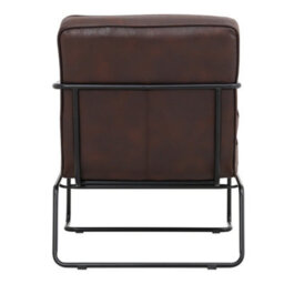 Darphe Mid-Century Pu Leather Linen Armchair With Metal Base - thumbnail 4
