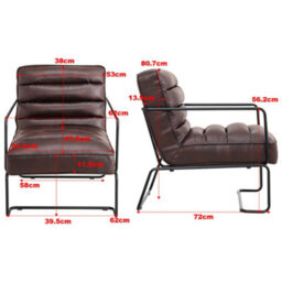 Darphe Mid-Century Pu Leather Linen Armchair With Metal Base - thumbnail 5