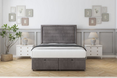 "Comfort Anna Slate Naples Ottoman Bed Base With 26"" Strutted Headboard 4'6 Double" - image 1