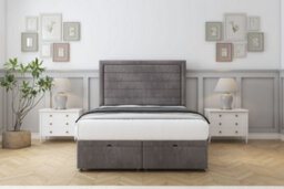 "Comfort Anna Slate Naples Ottoman Bed Base With 26"" Strutted Headboard 4'6 Double" - thumbnail 1