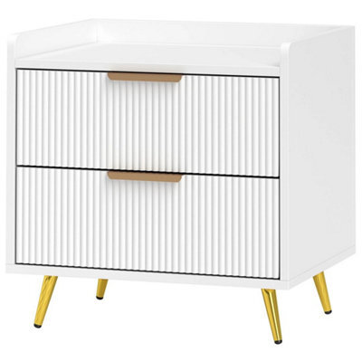 Bedside Table With 2 Drawers For Bedroom, Living Room, White - image 1