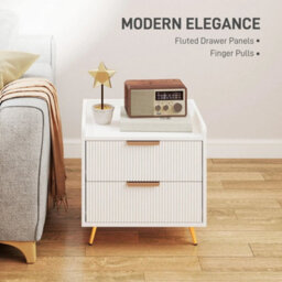 Bedside Table With 2 Drawers For Bedroom, Living Room, White - thumbnail 5