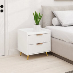 Bedside Table With 2 Drawers For Bedroom, Living Room, White - thumbnail 3