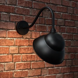 Valuelights Porter Ip23 Rated Black Metal Swan Neck Outdoor Wall Light With Dome Shaped Light Shade - thumbnail 5