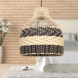 Set Of 2 Natural Rattan Wicker Ceiling Light Pendant Shades Cane Lampshades - thumbnail 3