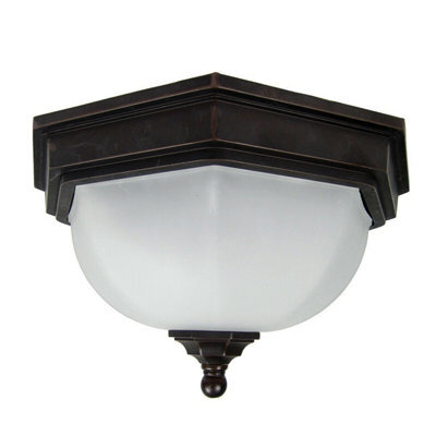 Outdoor Ip44 Old Bronze 2 Bulb Led Flush Light For Exterior Use