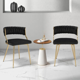 Gainoom Set Of 2 Golden Velvet Dining Chair Upholstered Kitchen Chairs With Adjustable Foot Pads - thumbnail 3