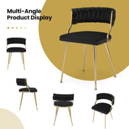 Gainoom Set Of 2 Golden Velvet Dining Chair Upholstered Kitchen Chairs With Adjustable Foot Pads - thumbnail 8