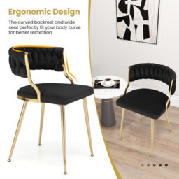 Gainoom Set Of 2 Golden Velvet Dining Chair Upholstered Kitchen Chairs With Adjustable Foot Pads - thumbnail 6