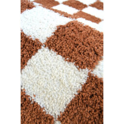 Melrose Super Soft Venus Shaggy Snuggly Checked Orange Area Rug 120/170Cm - thumbnail 3