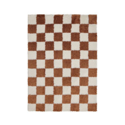 Melrose Super Soft Venus Shaggy Snuggly Checked Orange Area Rug 120/170Cm - thumbnail 2