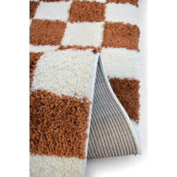 Melrose Super Soft Venus Shaggy Snuggly Checked Orange Area Rug 120/170Cm - thumbnail 4