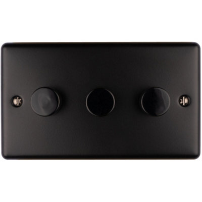 Loops 3 Gang 400W Led 2 Way Rotary Dimmer Switch Matt Black Light Dimming Plate - image 1
