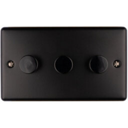 Loops 3 Gang 400W Led 2 Way Rotary Dimmer Switch Matt Black Light Dimming Plate - thumbnail 1