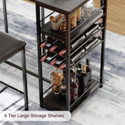 Grey (1 Table And 2 Upholstered Chairs) 3 Pcs Dining Table Set 2 Upholstered Chairs With Storage Shelves For Small Space - thumbnail 4