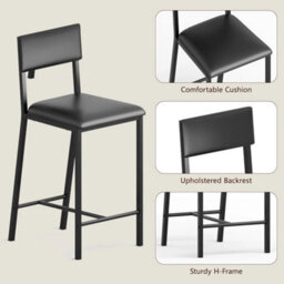 Grey (1 Table And 2 Upholstered Chairs) 3 Pcs Dining Table Set 2 Upholstered Chairs With Storage Shelves For Small Space - thumbnail 3