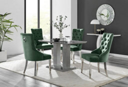 Furniturebox Uk Imperia 4 Grey Table & 4 Green Belgravia Chairs - thumbnail 1