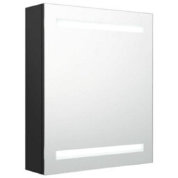 Berkfield Led Bathroom Mirror Cabinet Black 50X14X60 Cm - thumbnail 2