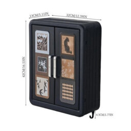 Large  Black 2-Door Wall Cabinet Makeup Organizer Home Storage Floating Cupboard Hanging Unit - thumbnail 2