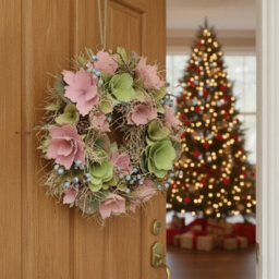 Urbn-Living Urbnliving 34Cm Pink Green & Twigs Hanging Door Wreath Round Spring Easter Christmas Wall Décor Traditional Festive - thumbnail 3