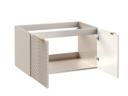 Impact Furniture Bathroom Vanity Unit 800mm Wall Hung Sink Cabinet Floating Fluted Cashmere Beige Doors Cara - thumbnail 8