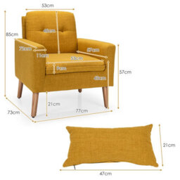 Costway Modern Upholstered Accent Sofa Chair Button Tufted Armchair Leisure Lounge Chair Yellow - thumbnail 2