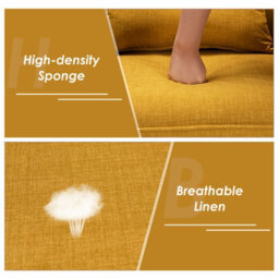 Costway Modern Upholstered Accent Sofa Chair Button Tufted Armchair Leisure Lounge Chair Yellow - thumbnail 8