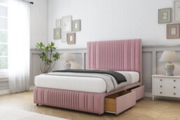 "Sloomy Kingsley Pink Plush Divan Bed Set 4 Drawers - 26"" Strutted  & 12"" Footboard 4' Small Double" - thumbnail 3