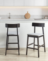 Beliani Set Of 2 Bar Chairs Isanti Wood Black/ Grey - thumbnail 2