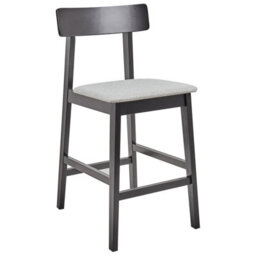 Beliani Set Of 2 Bar Chairs Isanti Wood Black/ Grey - thumbnail 4