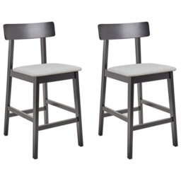 Beliani Set Of 2 Bar Chairs Isanti Wood Black/ Grey - thumbnail 1
