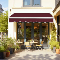Sundaze Garden Manual Retractable Awning Patio Canopy Sun Shade Shelter Angle Adjustable 4.5X3M Wind Red