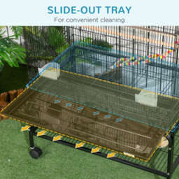 Pawhut Bird Cage, With Stand, Wheels, Toys, For Budgies, Finches, Parakeets - thumbnail 6
