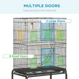 Pawhut Bird Cage, With Stand, Wheels, Toys, For Budgies, Finches, Parakeets - thumbnail 4