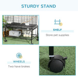 Pawhut Bird Cage, With Stand, Wheels, Toys, For Budgies, Finches, Parakeets - thumbnail 7