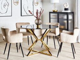 Beliani Dining Table Bosco Black 105 Cm 105 Cm Tempered Glass - thumbnail 2