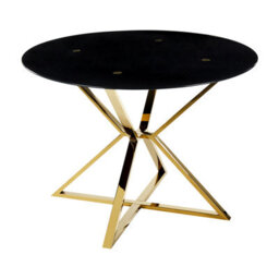 Beliani Dining Table Bosco Black 105 Cm 105 Cm Tempered Glass - thumbnail 1