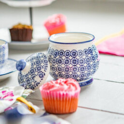 Nicola Spring Patterned Sugar Bowls With Lid - Navy - 3X Porcelain Hand Printed Sugar Pot China Kitchen Storage Jar Container - thumbnail 5