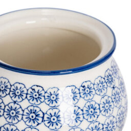 Nicola Spring Patterned Sugar Bowls With Lid - Navy - 3X Porcelain Hand Printed Sugar Pot China Kitchen Storage Jar Container - thumbnail 4