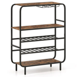 16 Bottle Wine Rack Freestanding Floor 5 Tier Wine Shelf Brown - thumbnail 6