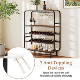 16 Bottle Wine Rack Freestanding Floor 5 Tier Wine Shelf Brown - thumbnail 3