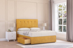 "Sloomy Highbury Mustard Plush Divan Bed With Mattress 2 Drawers Same Side With 54"" Floor Standing Headboard 3' Single" - thumbnail 2