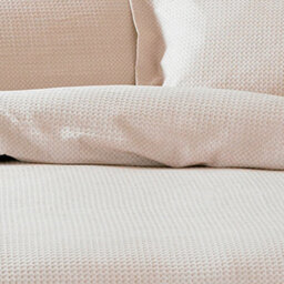 The Linen Yard Waffle Textured 100% Cotton Duvet Cover Set, Double, Pink - thumbnail 3