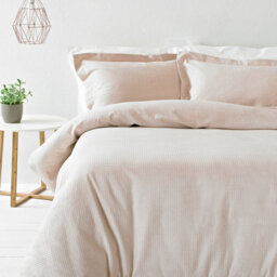 The Linen Yard Waffle Textured 100% Cotton Duvet Cover Set, Double, Pink