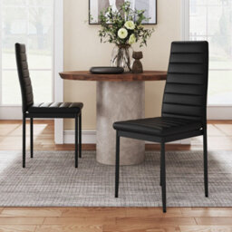 Thehotsale Set Of 2 Black Modern Faux Leather Armless High Back Dining Chairs, 40Cm W X 41Cm D X 95Cm H