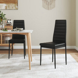 Thehotsale Set Of 2 Black Modern Faux Leather Armless High Back Dining Chairs, 40Cm W X 41Cm D X 95Cm H - thumbnail 2