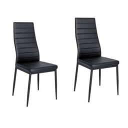 Thehotsale Set Of 2 Black Modern Faux Leather Armless High Back Dining Chairs, 40Cm W X 41Cm D X 95Cm H - thumbnail 5