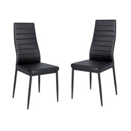 Thehotsale Set Of 2 Black Modern Faux Leather Armless High Back Dining Chairs, 40Cm W X 41Cm D X 95Cm H - thumbnail 3